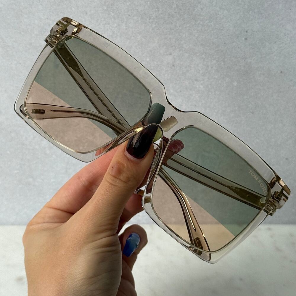 NEW Tom Ford FT0764 Sabrina Square Gold Mirror Sunglasses